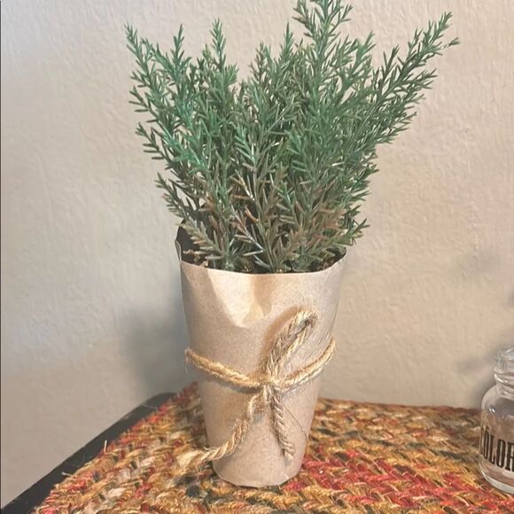 Green Faux Plant in Tan Paper Wrap - Picture 3 of 10